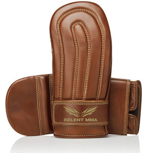 All Black Leather Bag Mitt Guantes para el trabajo Boxeo MMA Muay Thai Training Personalizable Sparring Partner - Product Image 1