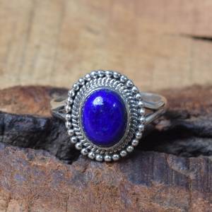 Blue Lapis Lazuli Ring 925 Sterling <b>Silver</b> Oval Gemstone Handmade Jewelry Elegant Gift For Women - Product Image 5