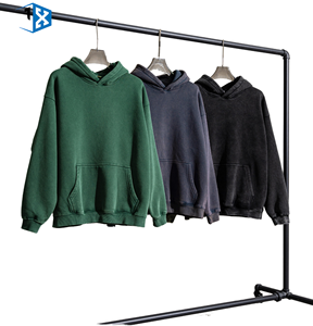 Sweat-shirt à capuche surdimensionné 100% coton pour homme, couleur unie, brodé en 3D, design délavé, hiver - Product Image 3