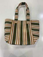 Sacs de plage en nylon recyclé, réutilisables, tissés, rayés, écologiques, traditionnels indiens, personnalisables, avec fermeture éclair, poignée en sangle PP