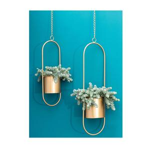 Maceta Colgante de Pared de Hierro Dorado para Decoración Rústica de Interiores y Exteriores - Product Image 1
