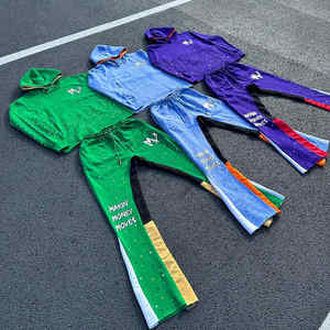 100% nuevo estilo de algodón personalizado chándal de dos piezas de gran tamaño para hombre con capucha francés Terry de gran tamaño Puff estampado chándal para hombres - Product Image 1