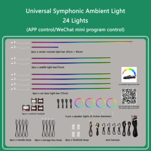 Vente en gros 18-en-1 22-en-1 RGB Symphony Bandes lumineuses d'ambiance universelles Contrôle APP pour toutes les voitures LED Car Neon Lights - Product Image 5