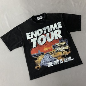 เสื้อยืดพิมพ์ลายสำหรับผู้ชายเสื้อยืดลายวินเทจสี Hell Acid เสื้อยืดโอเวอร์ไซส์ไซส์ UNIS En Coton สีขาวพิมพ์ลาย - Product Image 3