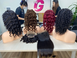 Venta al por mayor rojo cutícula alineados Virgen Remy Peluca de pelo teñido de cabello humano para las mujeres negras estilo frontal - Product Image 2