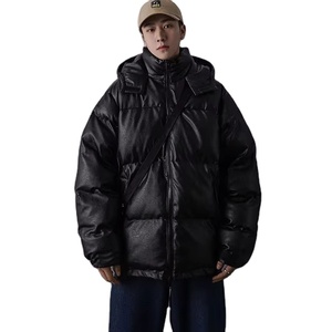 Veste d'hiver matelassée noire à capuche pour homme, style streetwear japonais, hip-hop, parka coréenne - Product Image 1