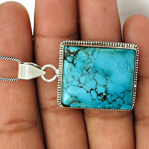 Fabuleux look 925 argent Sterling naturel Turquoise pierre précieuse forme carrée pendentif bijoux faits à la main prix de gros fournisseur en vrac - Product Image 4