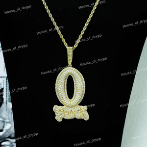 Colgante con el número cero estilo Iced Out, cadena de cuerda plateada, estilo hip hop, con diamantes de imitación Moissanite, colgante llamativo para hombres y mujeres. - Product Image 4