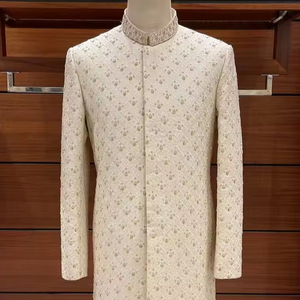 2024 elegante novio Sherwani hermoso Zari bordado pantalón zapatos a juego adornado cuentas de cristal Dabka trabajo de talla grande - Product Image 1