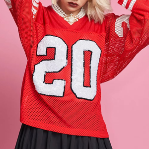 Camiseta de Fútbol Americano Personalizada con Diseño Sublimado, Transpirable, de Manga Larga, Unisex, para Mujeres Adultas - Product Image 3