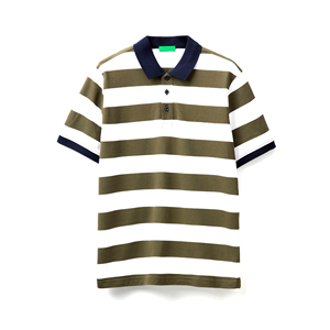 เสื้อโปโลสำหรับผู้ชายเสื้อโปโลลายทางแขนสั้นเสื้อยืดโปโลสีฟ้าสำหรับใส่ทำงานออกแบบโลโก้ได้ตามต้องการ - Product Image 1