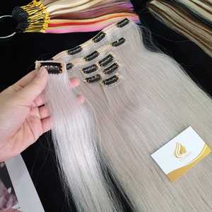 Ensemble de cheveux à clipser 100% cheveux bruts sans enchevêtrement, ensemble ou combo pour 1 tête prix de gros cheveux à cuticule alignée humaine pour la mariée - Product Image 6