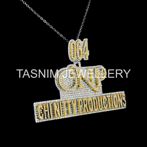 Custom 925 Sterling <b>Silver</b> Christian Hip Hop Yellow Gold Plated CNP CHI NITTY GIA Certified Unisex Brilliant Cut 3 Charm <b>Pendant</b> - Product Image 3