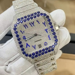 Moda azul VVS Moissanite diamante árabe Dial mecánico automático Hip Iced Out reloj de lujo personalizado hombres moda - Product Image 1