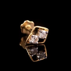 Women's Solid 14kt 18kt Yellow White Rose & Gold Fine Jewelry Two Stone Natural <b>Diamond</b> <b>Nose</b> Pin for Weddings & Gifts - Product Image 5