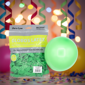Globos de Látex Party Love de 12 cm, Verdes, Bolsa de 100 Unidades, Artículos Decorativos para Fiestas - Product Image 3