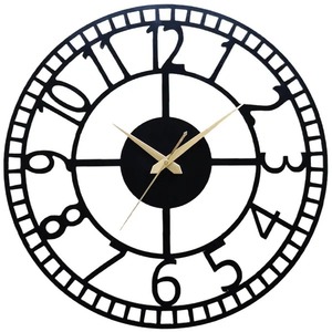 Modern Round Black Metal Wall Clock Sleek Minimalist Design Perfect For Living Room Bedroom Office And Hallway Decor - Product Image 1