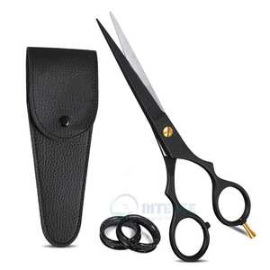 Tijeras para el cabello con mango medio para diestros y afiladas de acero inoxidable negro mate 6,5, tijeras de peluquero para hombres, mujeres y niños - Product Image 1