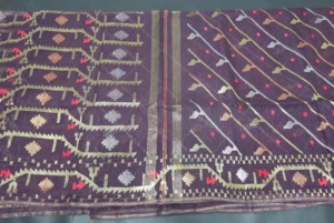 Exclusivo Deshi Dhakai Jamdani Sharee Calidad de exportación para mujeres JAMDANI FABRIC Blue RED Golden Sky Blue de Bangladesh. - Product Image 6