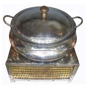 Chauffe-plat de bonne qualité pour hôtel Plat de service rond au design martelé pour mariage à l'hôtel - Product Image 4