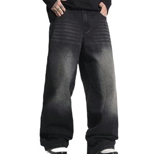 กางเกงยีนส์ทรงหลวมขากว้างสำหรับผู้ชาย สไตล์สตรีทแวร์ ผ้ายีนส์ฟอก พร้อมบริการโรงงาน OEM และบริการสกรีนโลโก้ตามสั่ง - Product Image 3