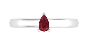 Anello di Fidanzamento Classico in Argento Sterling 925 con Rubino Naturale Taglio a Pera da 0,18 Carati - Product Image 5
