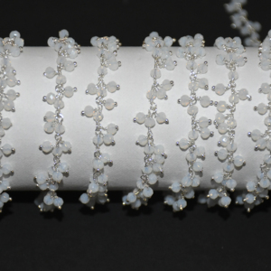Chaîne de chapelet de grappe de perles de verre plaqué argent arc-en-ciel blanc, chaîne de fabrication de collier de bracelet, chaîne de chapelet de perles à facettes de 3mm - Product Image 1