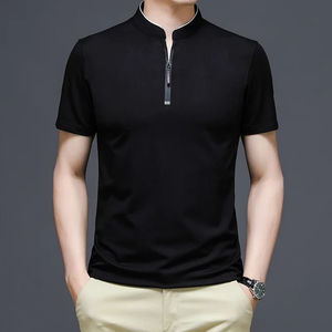 เสื้อโปโลแขนสั้นผู้ชายแฟชั่นลำลองสีพื้นปี 2025 คอตั้งอเนกประสงค์สวมใส่สบาย - Product Image 3