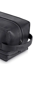 Meilleur sac organisateur de voyage masculin Premium en cuir noir trousses de toilette Combo fermeture à glissière Durable élégant lettre en plein air - Product Image 4