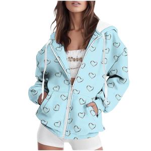 Sweat-shirts à capuche zippés pour femmes grandes tailles, streetwear, sweat-shirts amples pour l'entraînement, sweat-shirts unis d'hiver, mode 2025 2026 - Product Image 1