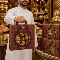 Boîte en papier personnalisée AT PACK pour les douceurs arabes, baklava, emballage cadeau avec poignée et fenêtre