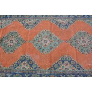 Tapis turc vintage de grande surface 3.8ft X 10.7ft classique Orange bleu Style laine latex pour couloir chambre Rectangle Patchwork - Product Image 5