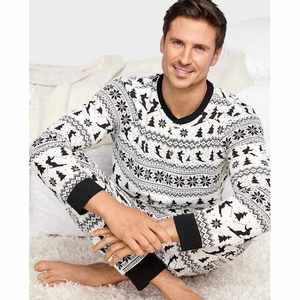Pijamas Térmicos de Esquí para Hombre, Talla Grande, Transpirables, Impermeables, Material Polartec, Color Negro, Calefactados, con Estampado Fairisle - Product Image 2