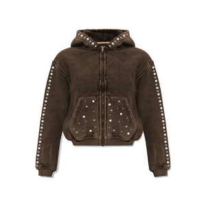 Sudadera con Capucha de Invierno para Hombre, Lavado Ácido, Corte Regular, 100% Algodón, con Estampado DTG de 400GSM, Detalles de Pedrería, Personalizable - Product Image 1