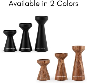 ชุดเชิงเทียนไม้มะม่วงสีดำ3ชิ้นเสาไม้ทำด้วยมือสำหรับตกแต่งบ้านที่ทันสมัยเรียบง่ายและสง่างาม - Product Image 5