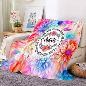 Couverture polaire super douce et confortable à sublimation personnalisée pour la Fête des Mères, avec motif floral et <span class=keywords><strong>citation</strong></span> « Maman », idéale comme cadeau. Expédition immédiate. - Product Image 2