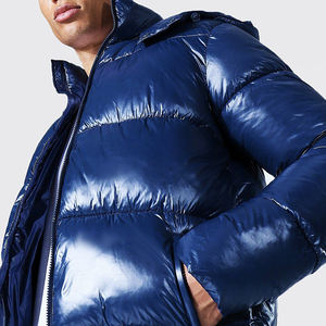Lightweight <b>Thin</b> Men's <b>Waterproof</b> Windproof Reversible Hooded Nylon Puffer <b>Jacket</b> Front Winter Outdoor Stylish Streetwear - Product Image 3