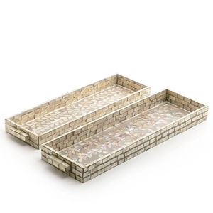 คุณภาพมาตรฐานตกแต่งบ้าน MOP ถาดเสิร์ฟชุด 2 การออกแบบล่าสุดถาดเสิร์ฟรอบสําหรับตกแต่งโต๊ะรับประทานอาหาร - Product Image 6