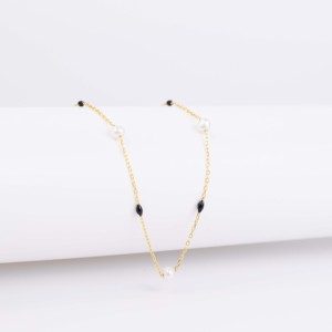 Collar de Cadena con Diseño de Perlas Esmaltadas en Negro, Hecho a Mano, Venta al por Mayor, Joyería Turca de Plata de Ley 925 - Product Image 4