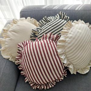 <b>Orange</b> Striped Ruffle Luxury Ruffles Boho Cotton Flange <b>Pillow</b> Covers Decorative Frill Ruffle Throw <b>Pillow</b> Boho Designer <b>Pillow</b> - Product Image 5