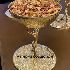 Juego de 2 cuencos decorativos para el hogar de Metal de aluminio chapado en oro, cuencos para servir personalizados ecológicos, textura de lujo elegante moderna - Product Image 6