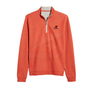 Pull d'hiver décontracté respirant à col montant et fermeture éclair quart, en tissu mélangé de coton, confortable, de haute qualité, coupe ajustée, vente en gros - Product Image 1