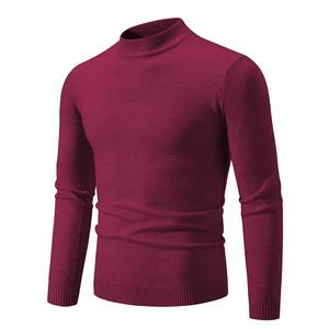 Sweat-shirt pour homme 100% en coton demi-cou basique couleur unie pull élastique chaud automne tricoté pull surdimensionné - Product Image 4