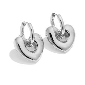 LUCKYJIU su geçirmez olmayan kararmaz hipoalerjenik özel 18k altın kaplama paslanmaz çelik tombul aşk kalp Hoop küpe kadınlar için - Product Image 2