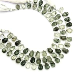 ลูกแพร์7x10mm-8x11mm ควอตซ์ rutilated AAA สีเขียวลูกแพร์ briolette ขนาด8นิ้วเกลียว | พลอยสังเคราะห์สีเขียวธรรมชาติ - Product Image 1