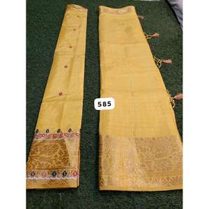 Venta al por mayor de Sari de seda pura de diseñador con bordado hecho a mano personalizado y acabado elegante disponible a precio de fábrica - Product Image 4