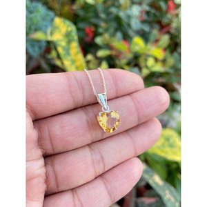 14K Gold 925 <b>Silver</b> Citrine Heart Shape Necklace Emerald Cut Diamond Rhodium Plated <b>Box</b> <b>Chain</b> Freshwater Pearl Zircon Orthodox - Product Image 2