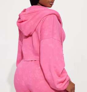 À la mode Femmes Crop Hoodie Coton Casual Wear Manches Longues Streetwear OEM Logo Personnalisé - Product Image 3