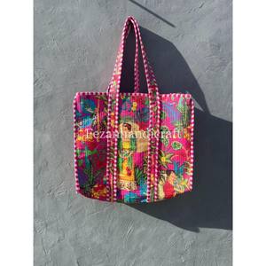 Women's Handmade Cotton <b>Tote</b> Shoulder <b>Bags</b> Summer Floral Animal Print <b>Quilting</b> Embroidery Open Closure for Spring Autumn - Product Image 1