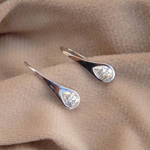 925 Sterling Silver Minimalist Lightweight Moissanite Pear Shape Earrings D Color VVS1 Quality White Stone Target Audience Women - Product Image 4